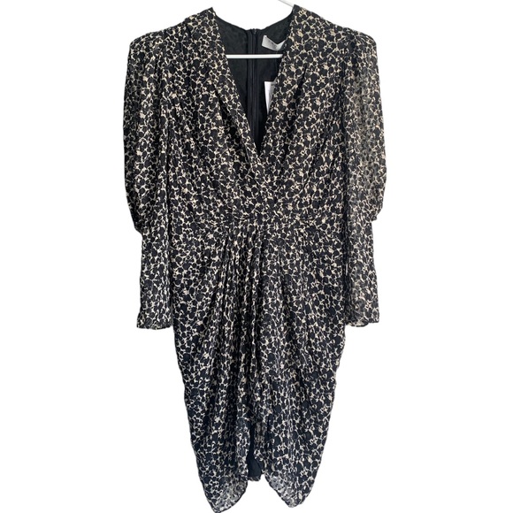 IRO PARIS Victoria Black/Cream Printed Knee Length Silk Blend Dress size 40eu - Picture 2 of 9